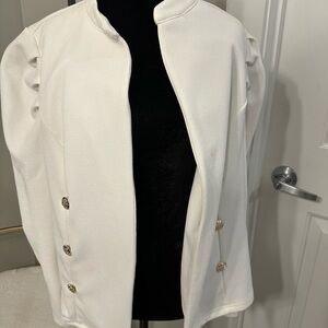 SHEIN White Blazer with Gold Button Accents
